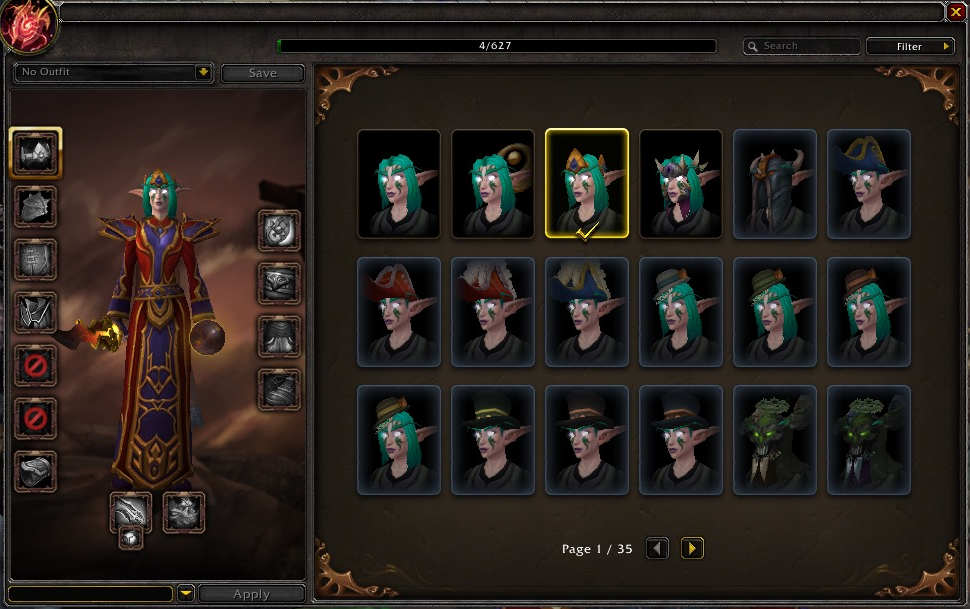 A visual appearance of the Wardrobe system seen in the Legion expansion Alpha