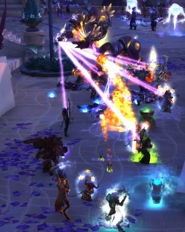 Гравитационный колодец притягивает игроков фиолетовыми лазерными лучами