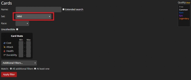 hearthhead-card-database-format-filter