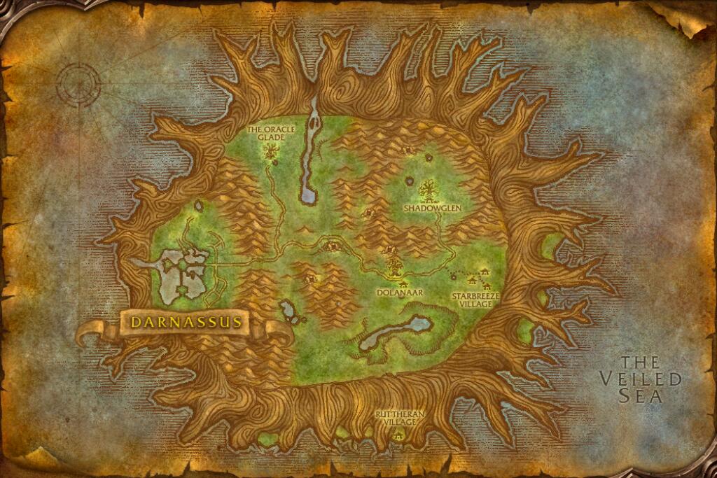 Teldrassil map: Lyreena Duskblade at 57.6, 56.6