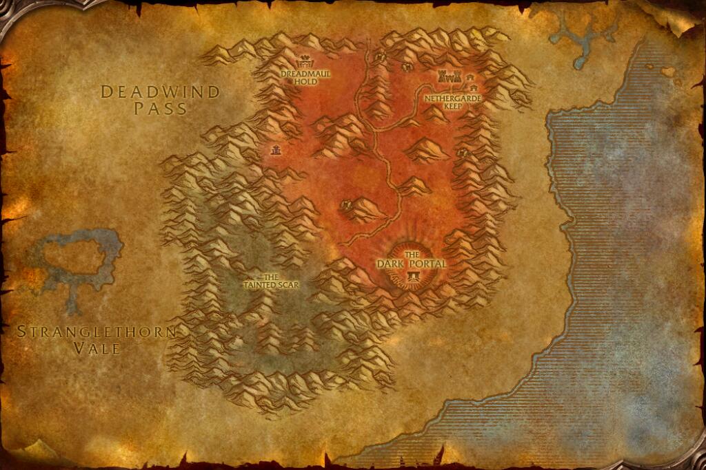 Blasted Lands map. Reported location · Blasted Lands at 55.3, 32.2.