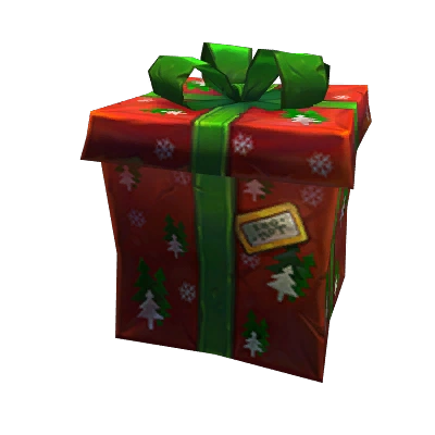 Red Winter Veil Present with Green Bow