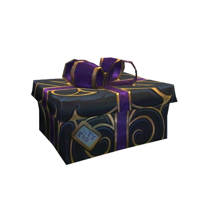 Black and Gold Present with Purple Bow