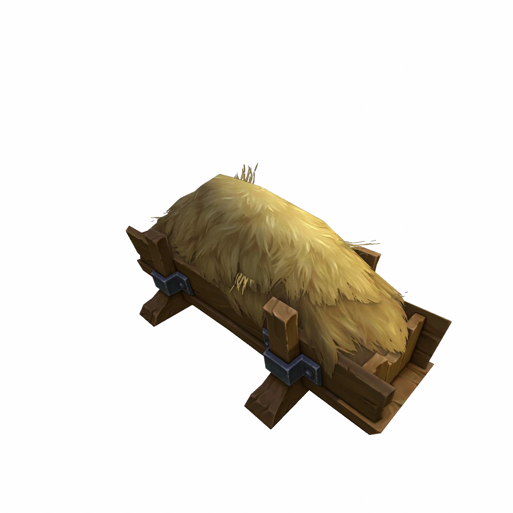 Hay-Filled Sturdy Feeding Trough