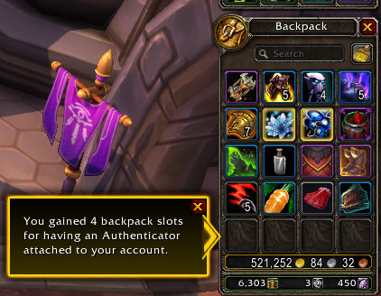 browser Zes Streng 7.3.5 PTR - Get 4 Extra Backpack Slots for Attaching an Authenticator -  Wowhead News
