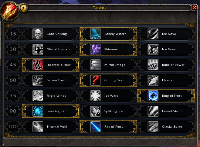 Battle for Azeroth Build 26231- Class Changes, Frost Mage Talents