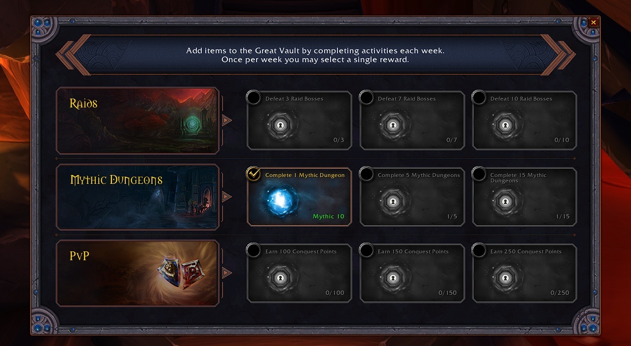 Shadowlands Great Vault Objectives & UI - Choose Your Weekly Cache Reward -  Actualités Wowhead