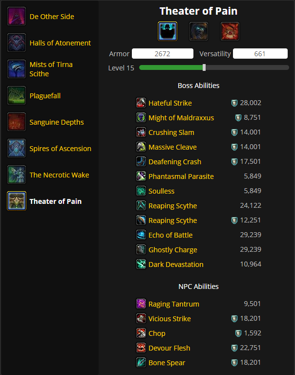 Wowhead's Mythic+ Damage Calculator for Trash and Boss Abilities