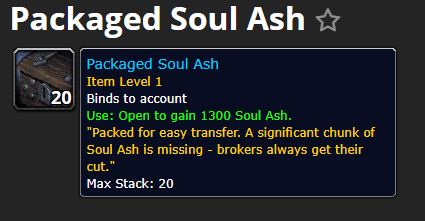 Transfer Soul Ash To Alts With New Packaged Soul Ash Item In Patch 9 1 Wowhead News