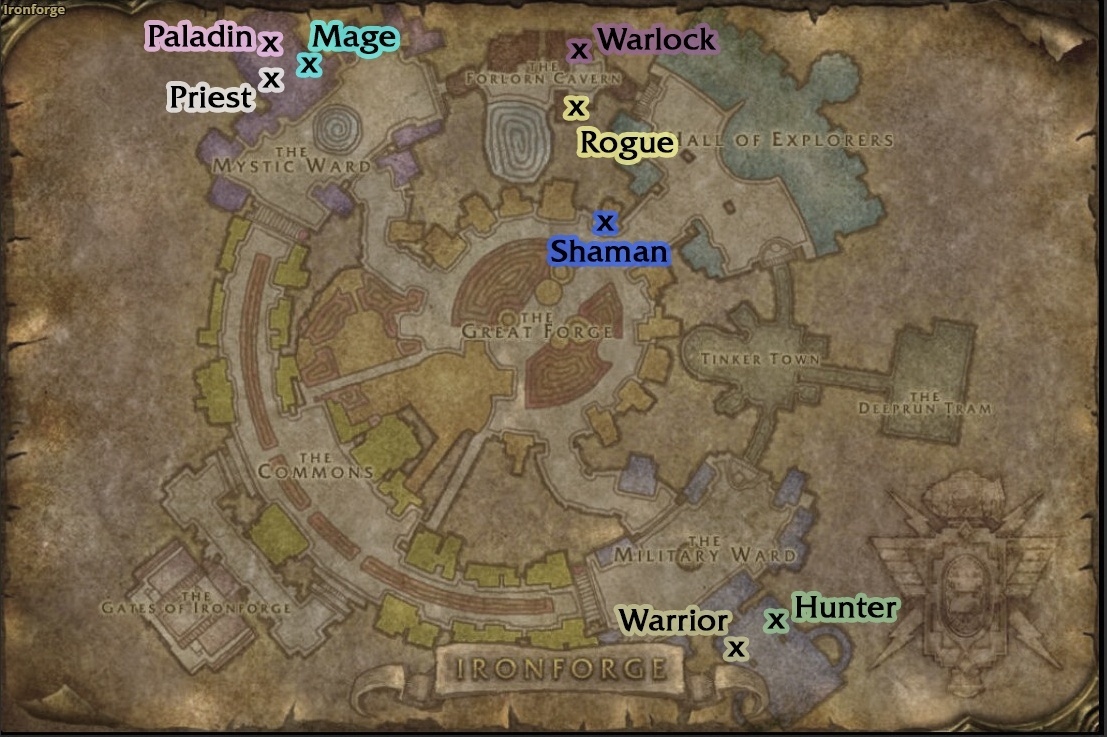 Class Trainer Locations in Burning Crusade Including Alliance