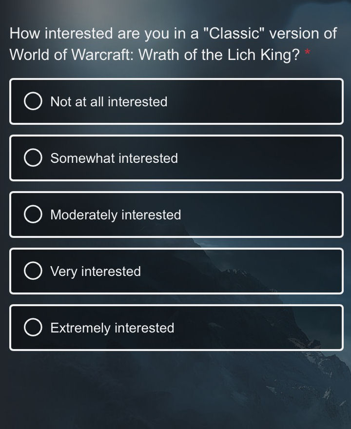 Blizzard is asking World of Warcraft fans about Lich King Classic