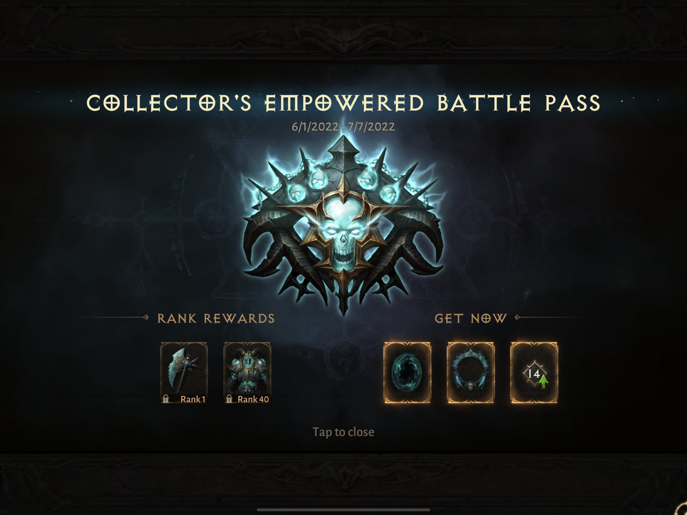 Diablo Immortal Battle Pass Season 2 rewards including rank 40 Empowered  rewards