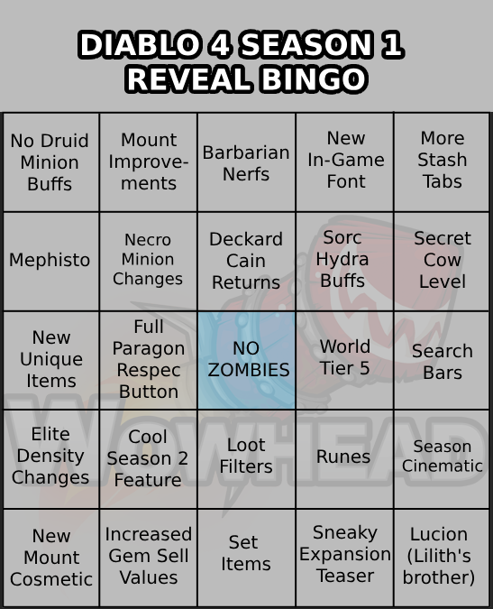 Diablo 4 Season 1 - Announcement Livestream Bingo - Actualités Wowhead
