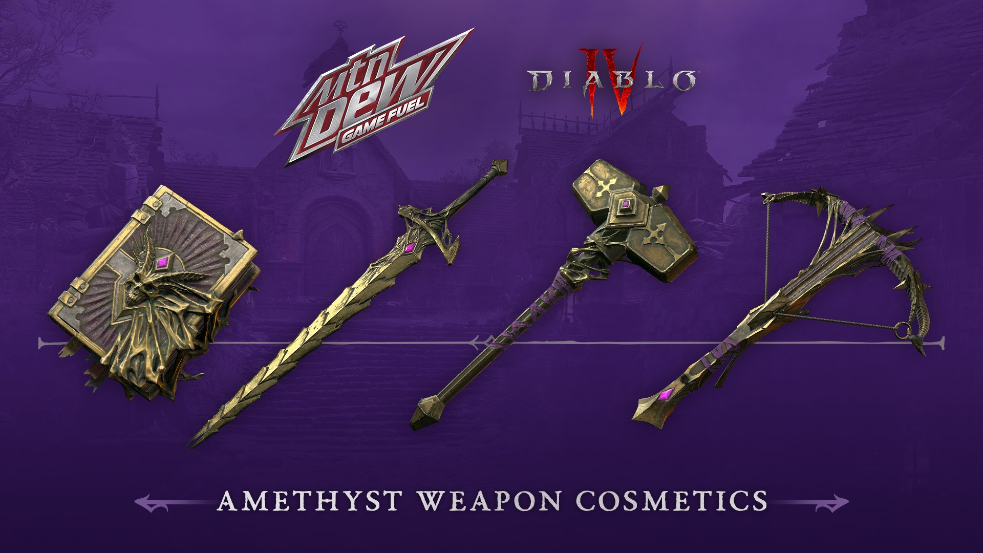 Get Your Amethyst Weapon Cosmetics - Diablo 4 Mountain Dew Promo ...