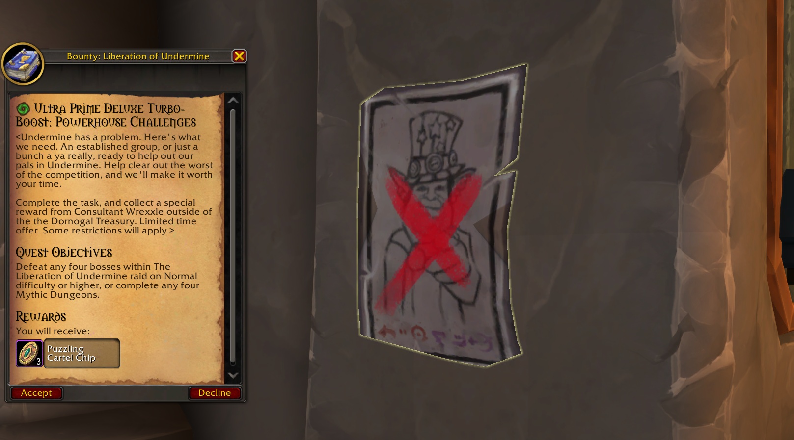 Where to Pick Up Weekly Puzzling Cartel Chip Quest in Dornogal