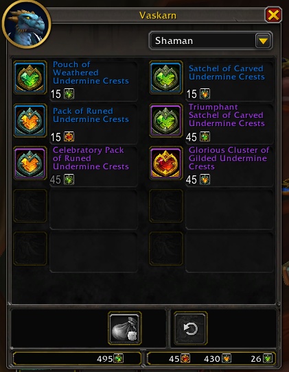 Reminder: Exchange Crests at Item Upgrade Vendor