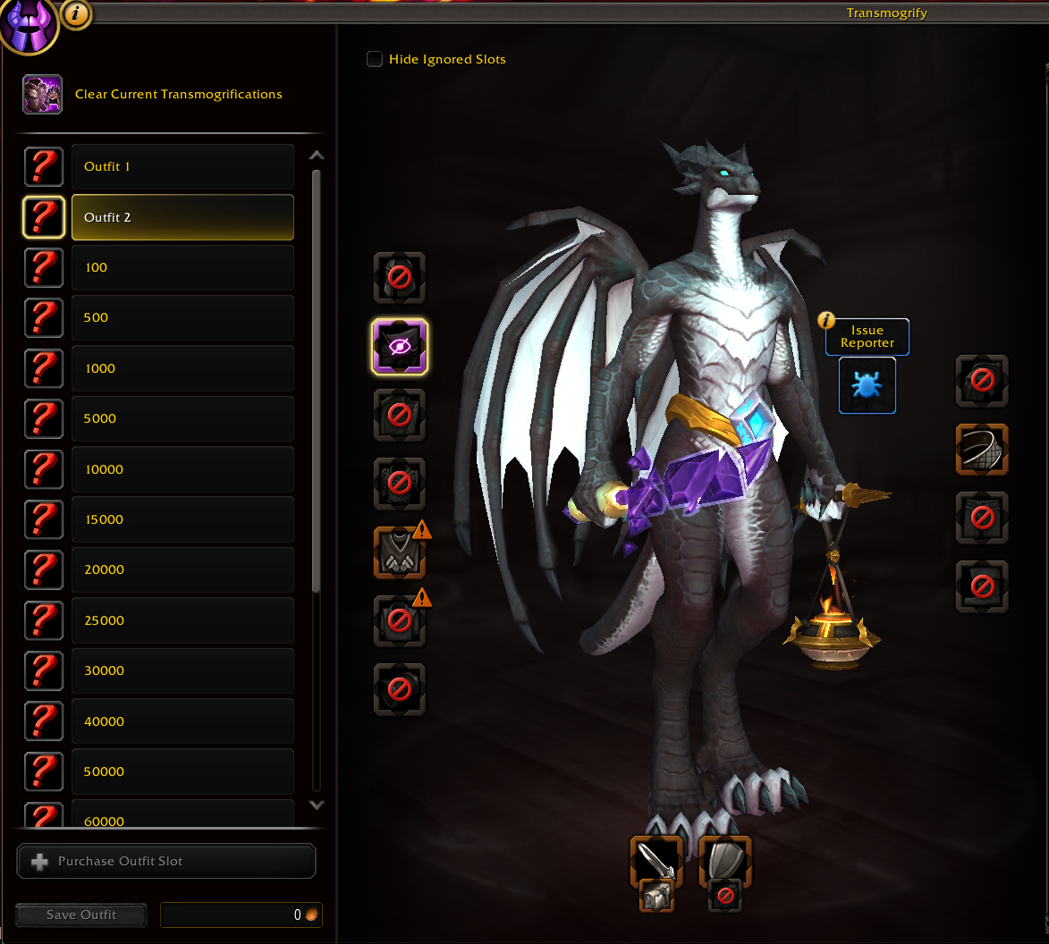 Purchasing Outfit Slots are Not Account-Wide - All 20 Slots Costs ~800k Gold