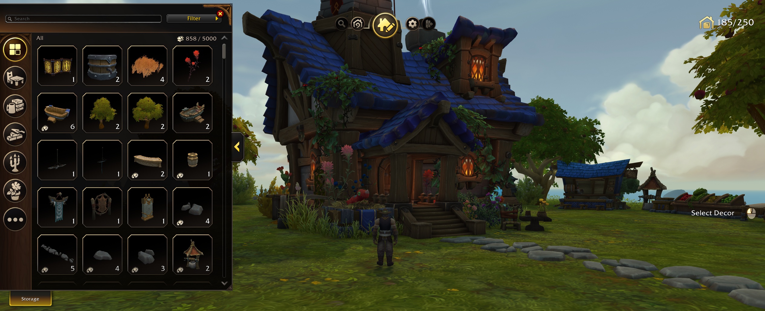 Housing Exterior Decor Budget Increased to 250 at House Level 3