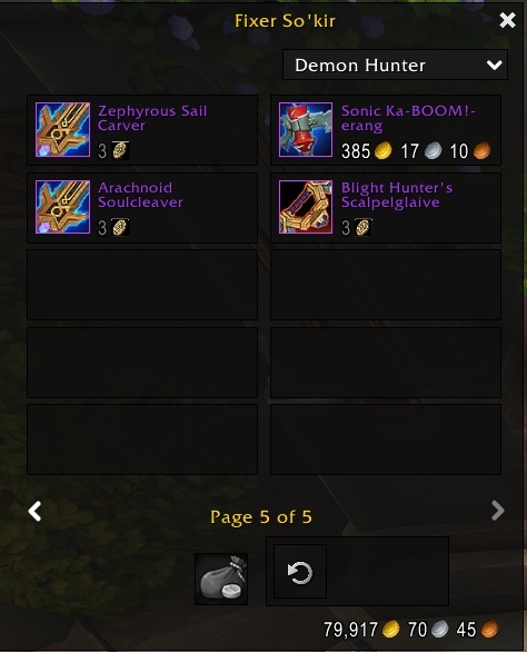 Demon Hunters Can Buy Hero and Myth Track Warglaives for 385 Gold