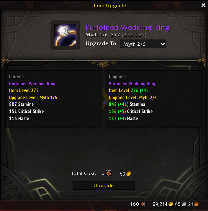 Upgrading Gear on Midnight Beta Now Costs Gold Instead of Valorstones