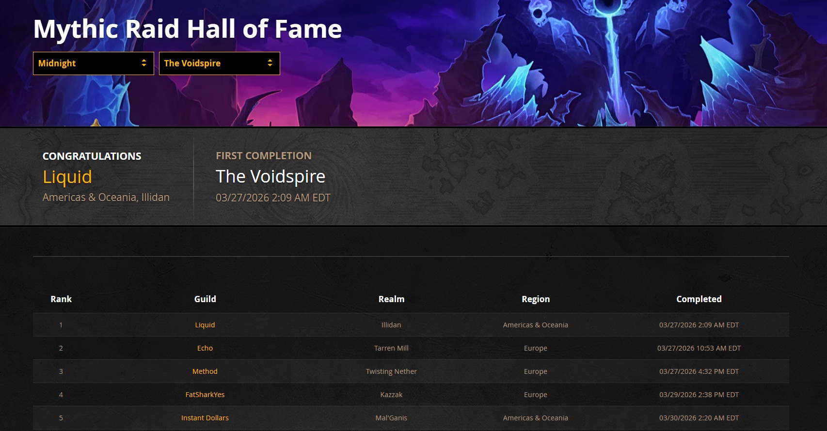 Voidspire Hall of Fame