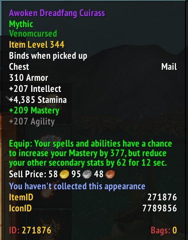 Venomcursed Items Secondary Stat Changes