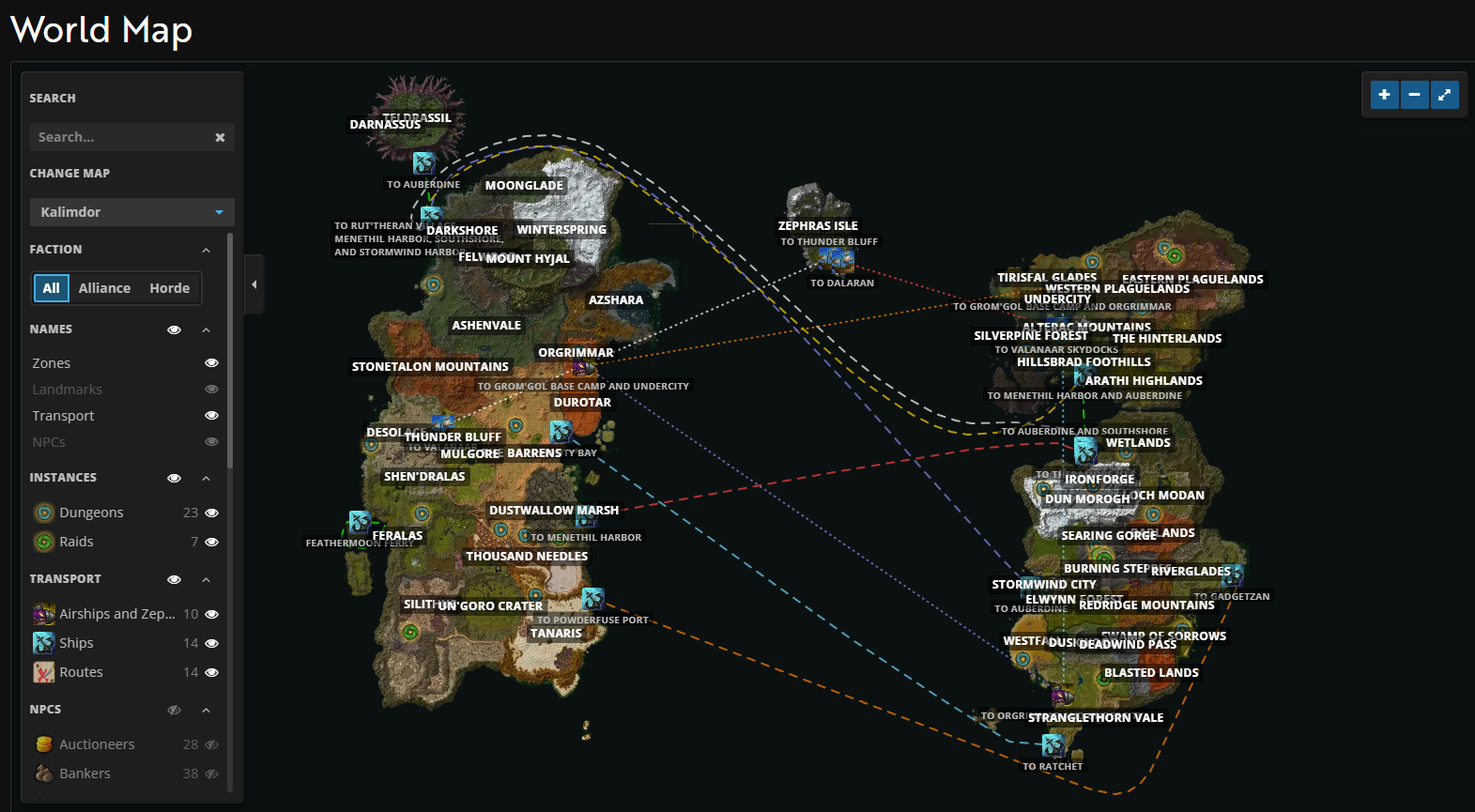 Boat and Zeppelin Paths Added to Wowhead's WoW: Forever World Map Tool