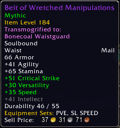 Shadowlands Item to Add a Socket At Appreciative (Exalted) with