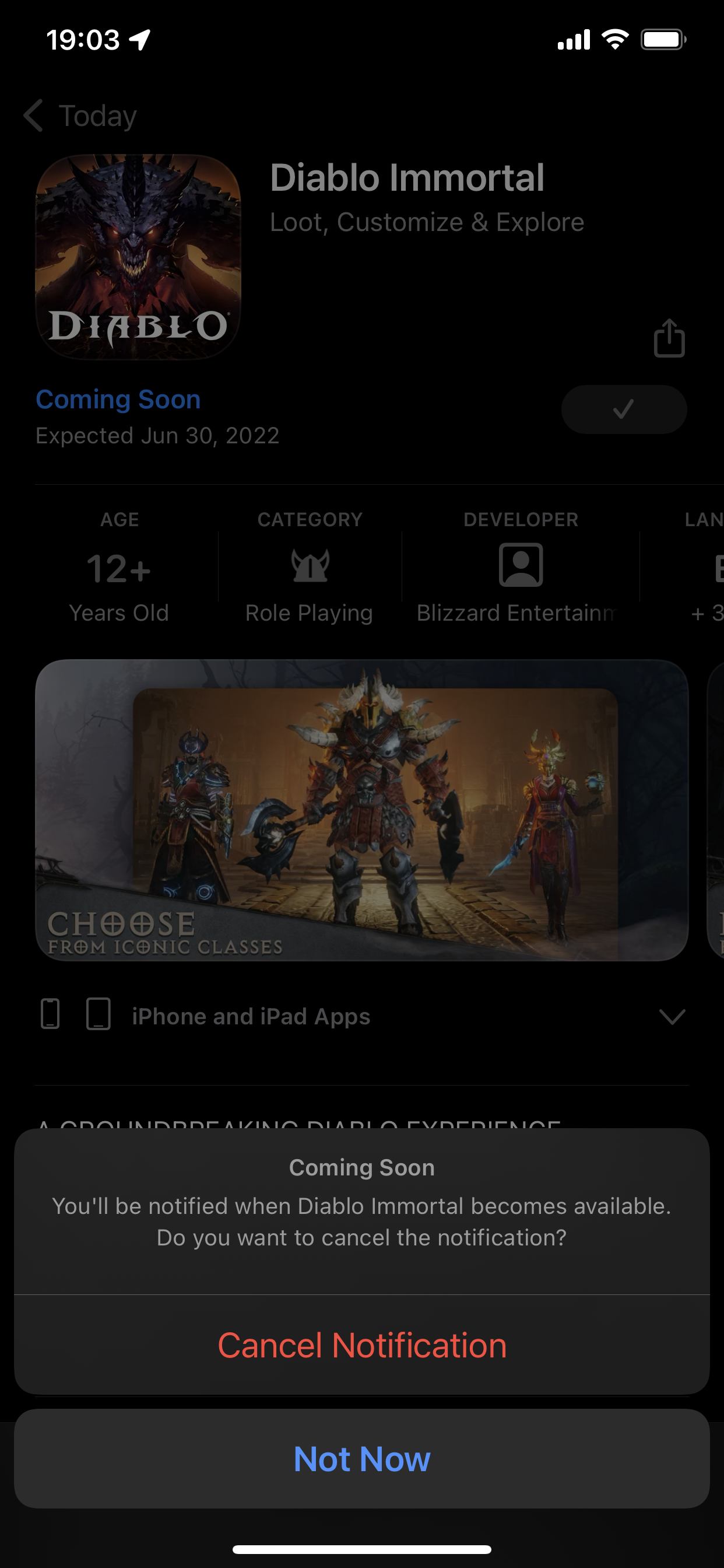 Diablo Immortal's App Store Page Updated, Indicates Q2 2022