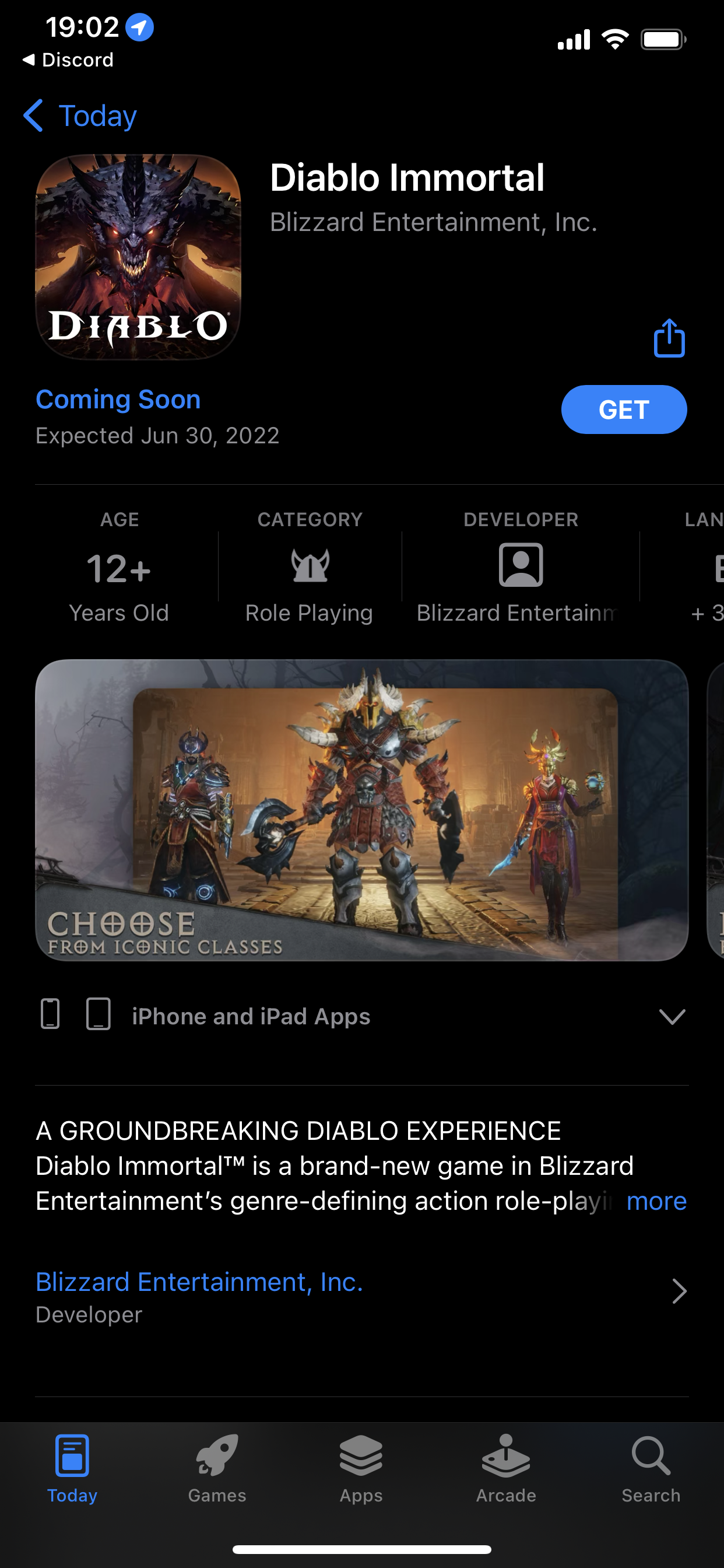 Diablo Immortal's App Store Page Updated, Indicates Q2 2022