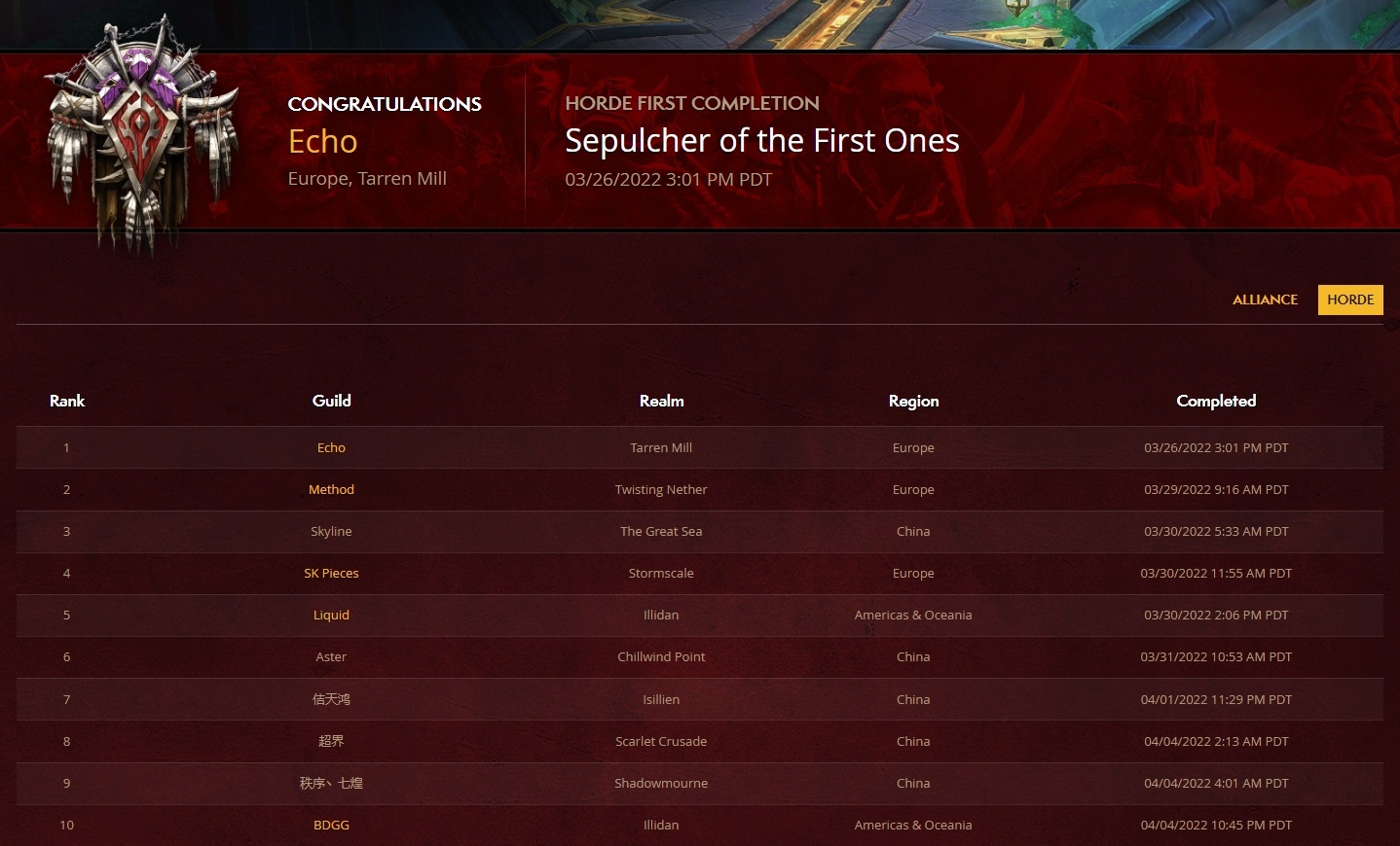 Horde Hall of Fame for Sepulcher of the Ones Closing at End This Reset Wowhead News