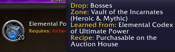 Profession Recipes from 10.0 will now be dropped from Aberrus the