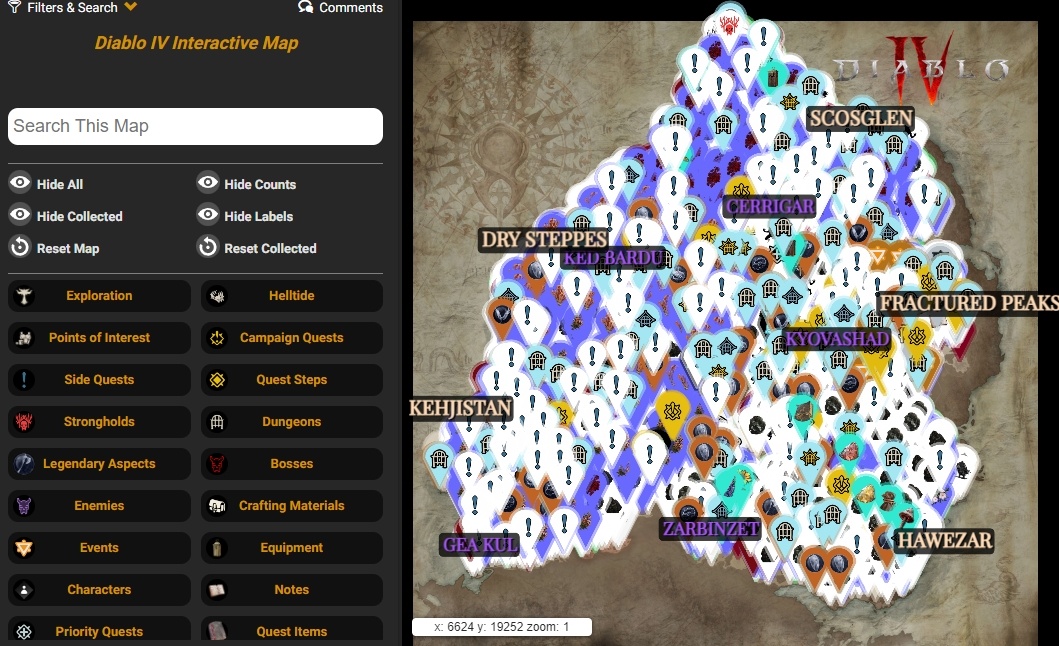 Fextralife on X: ⭐#Diablo4 Interactive Map Guide LIVE⭐ This is