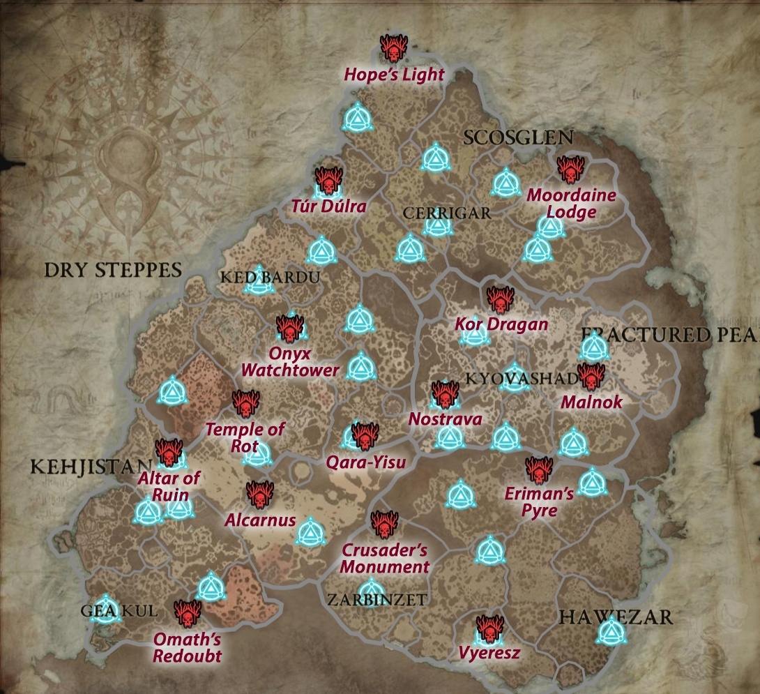 Diablo 4 Stronghold locations