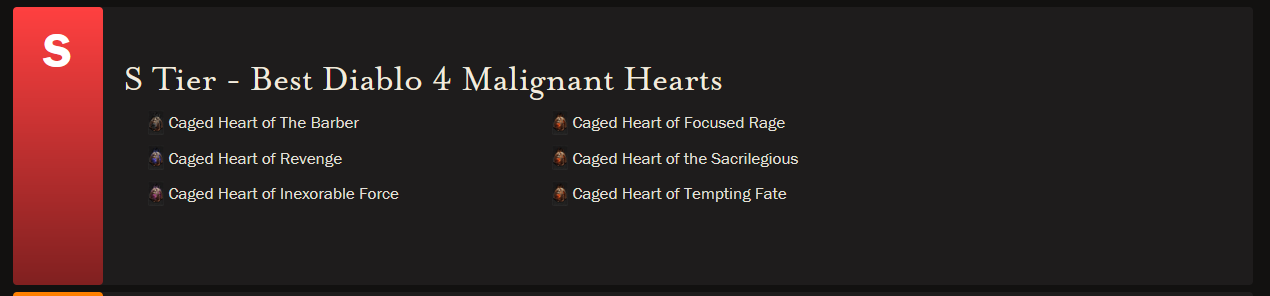 Diablo 4 Malignant Hearts list and how to use them