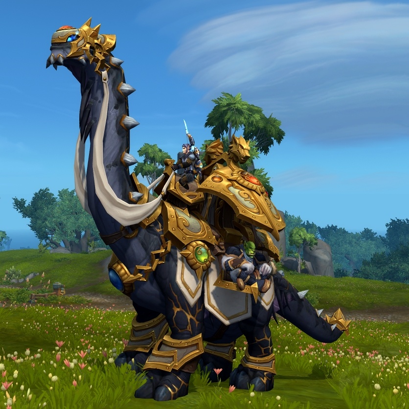 Zügel des goldgeschmückten Händlerbrutosaurus Gegenstand World of Warcraft
