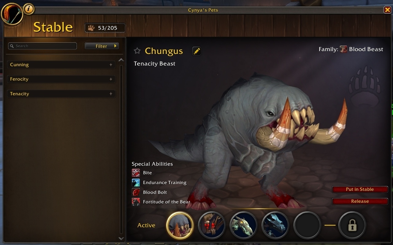 Changeable Hunter Pet Specializations Added to the Stable in Patch 
