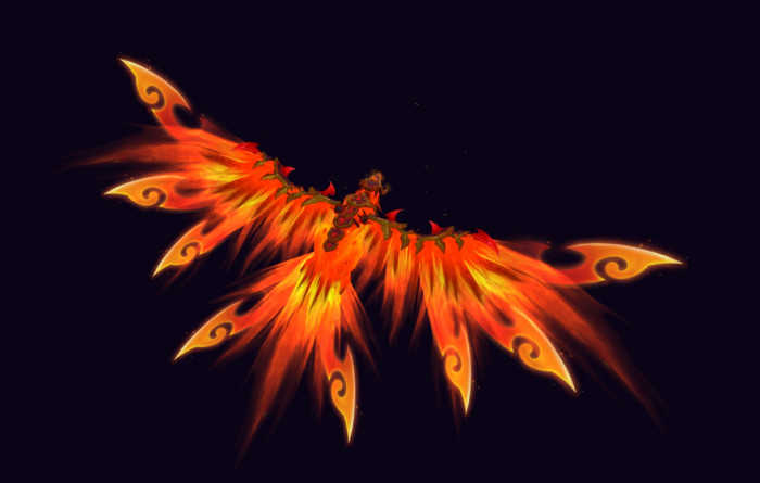 The Blazing Royal Fire Hawk wingspan, featuring Chinese embroidery inspired cloud wing patterns