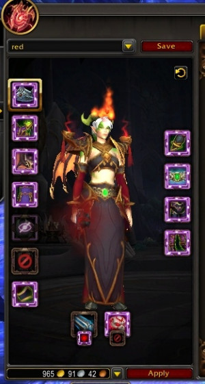 Screenshot of the transmog Ui with a high Gold cost.
