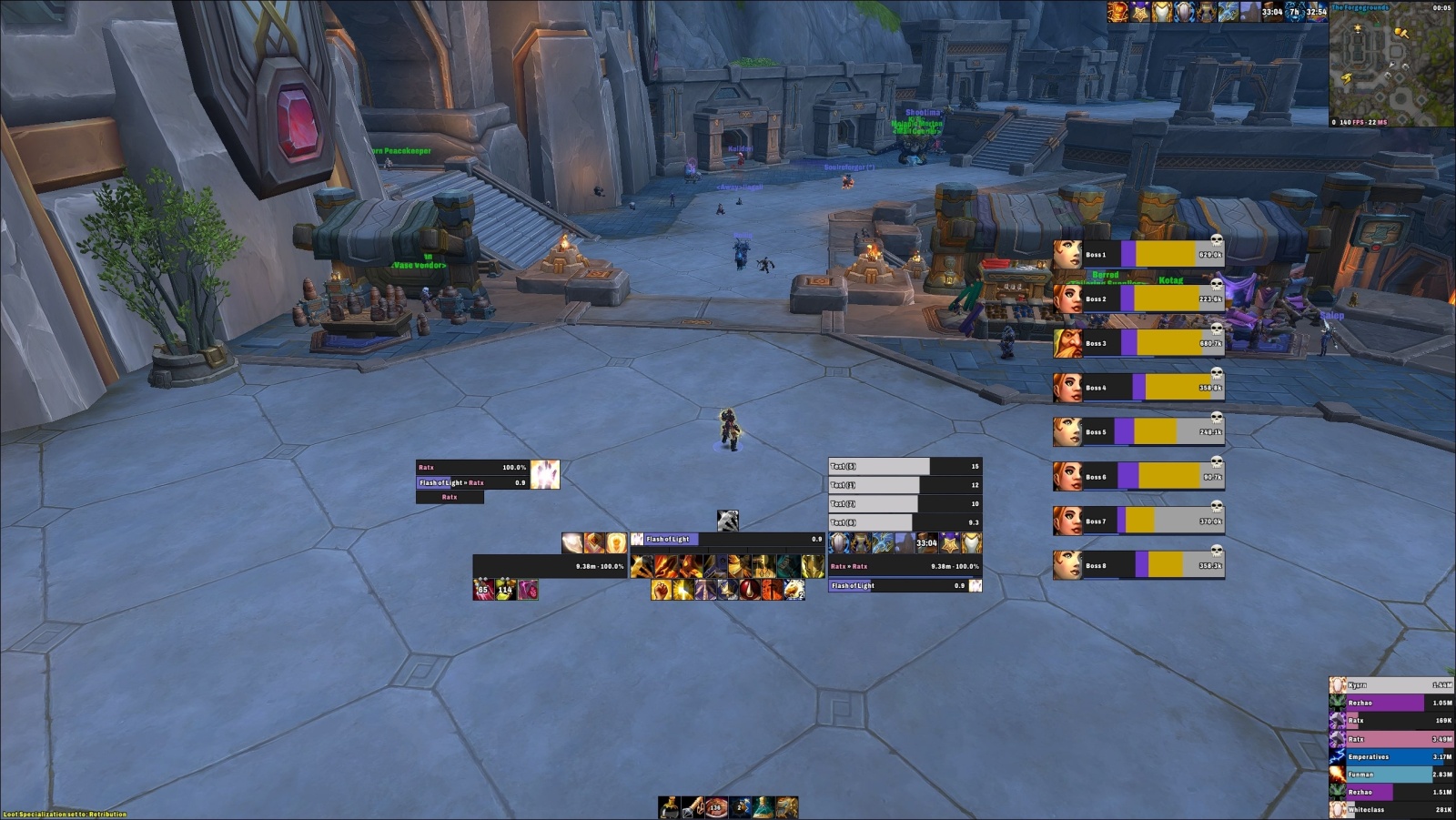 Пример отображения Unhalted Unit Frames