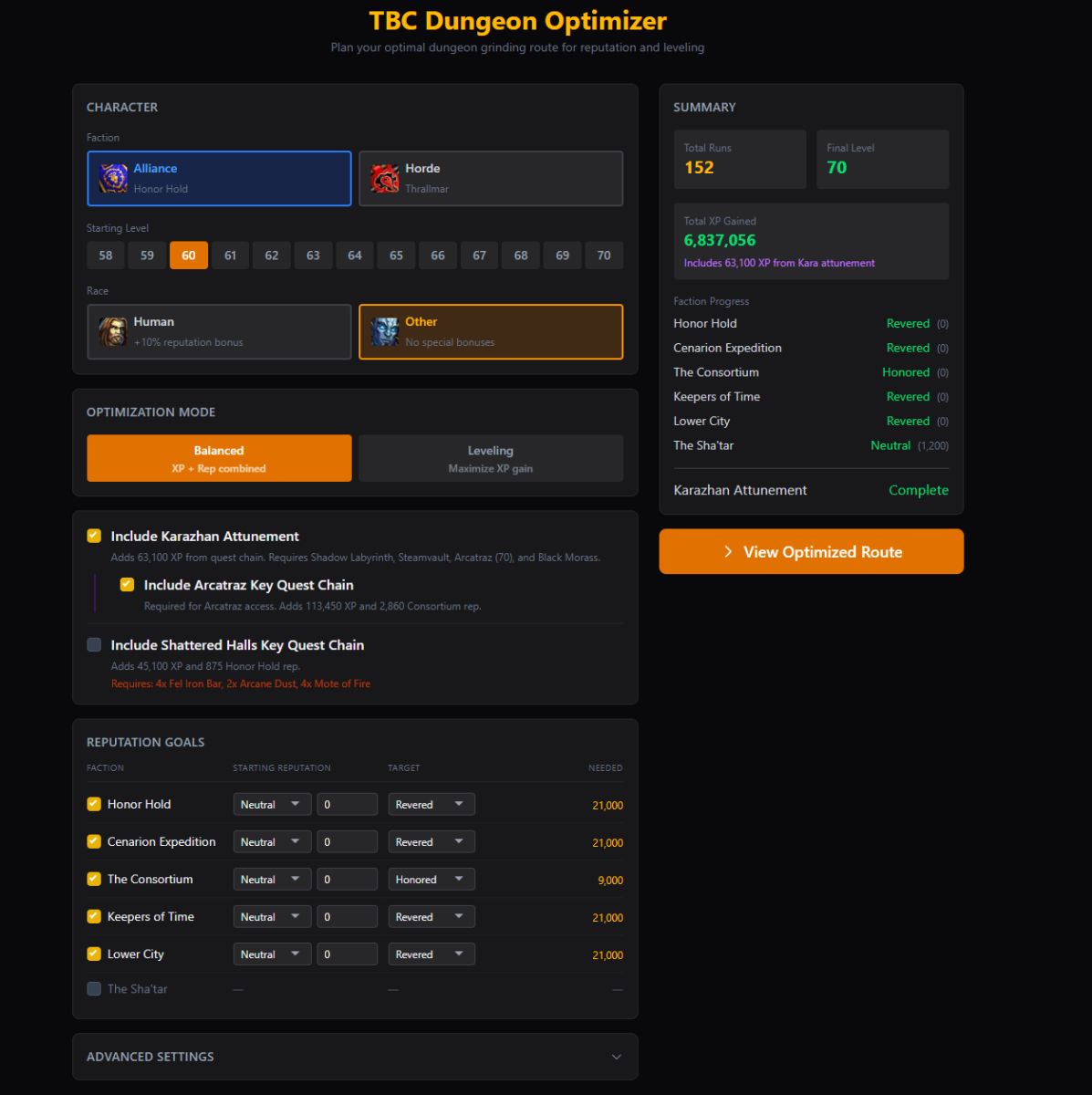TBC Dungeon Optimizer Tool