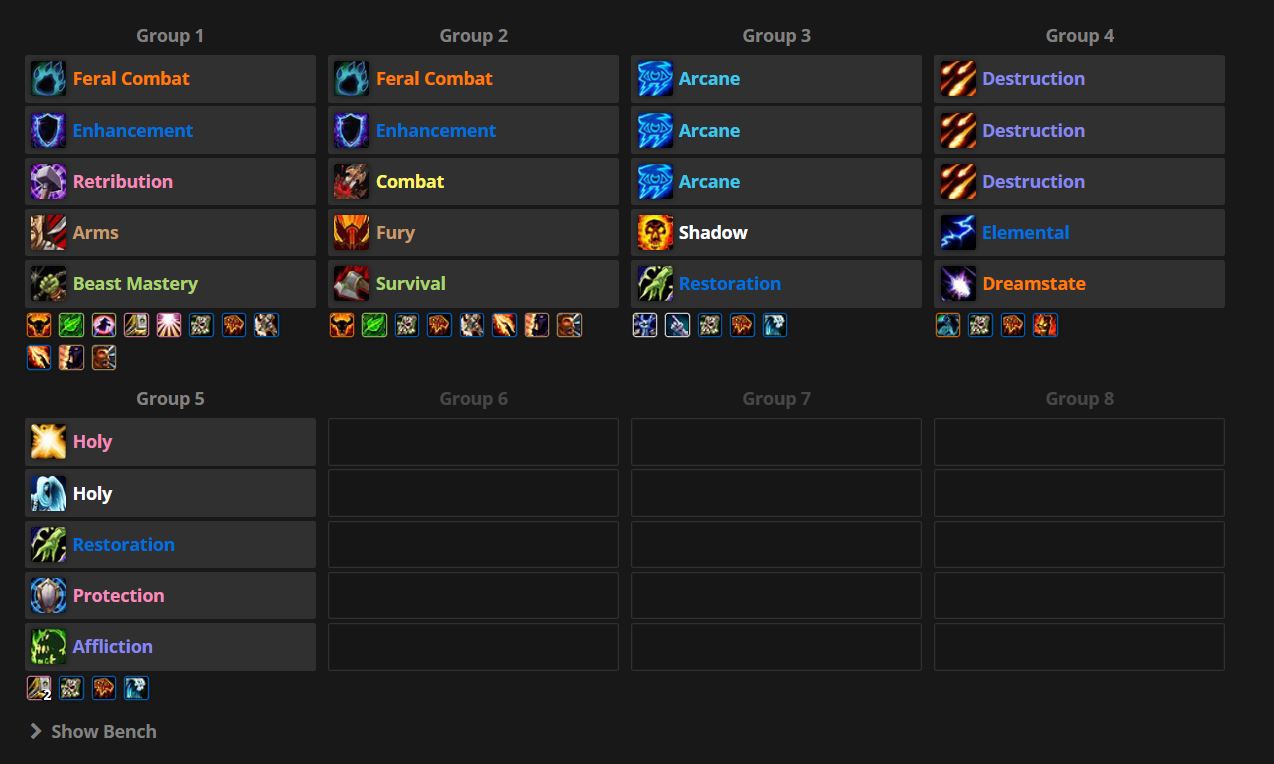 Состав рейда с Dreamstate Друидом