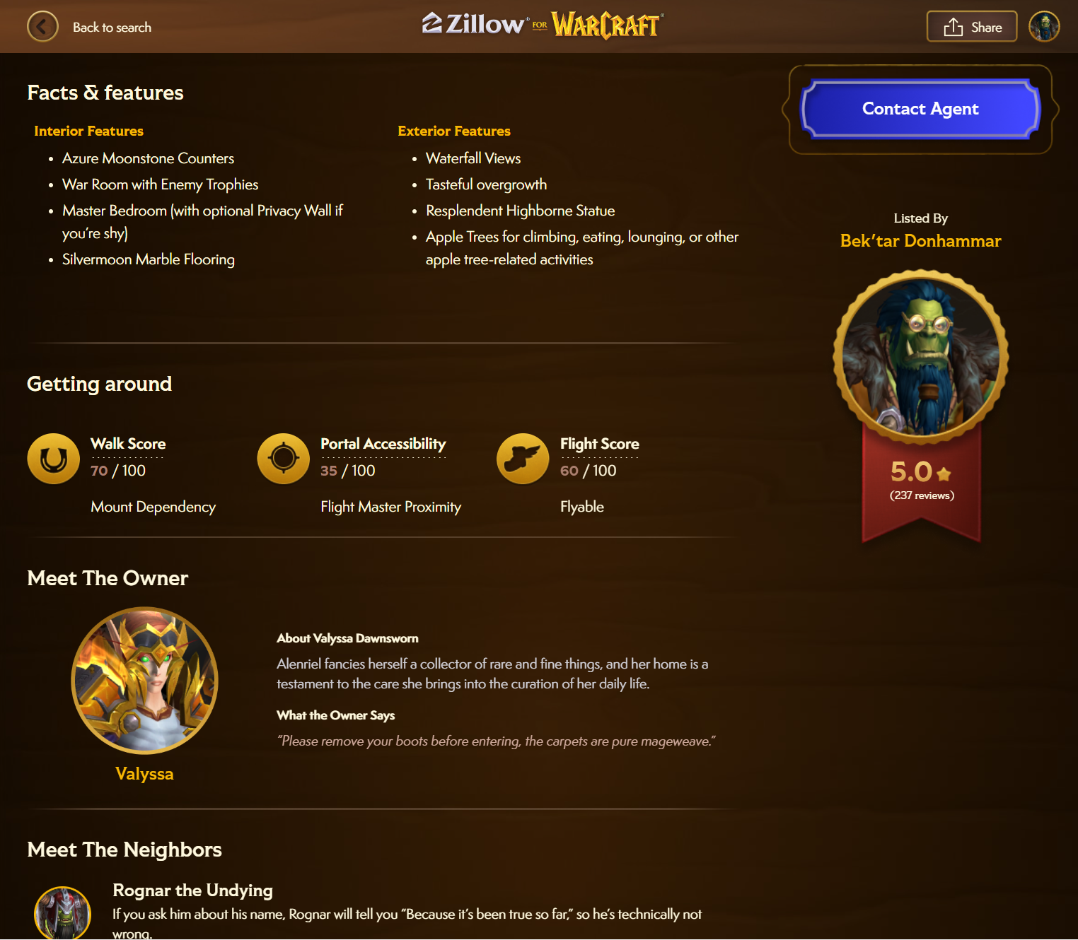 Zillow для Warcraft