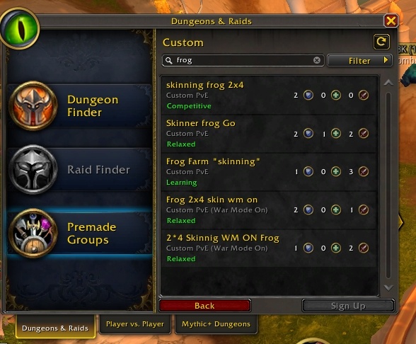 Группы для фарма лягушек