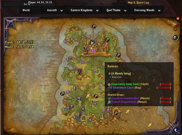 Пример HandyNotes с редким мобом в Лесах Вечной Песни