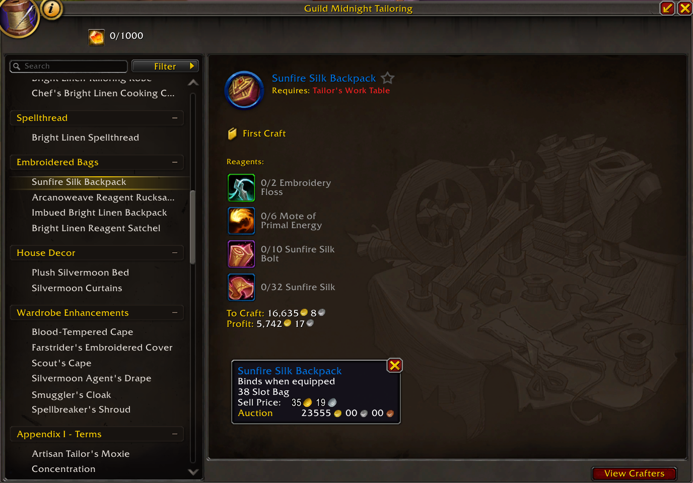 Изготовление Рюкзака из шелка солнечного огня