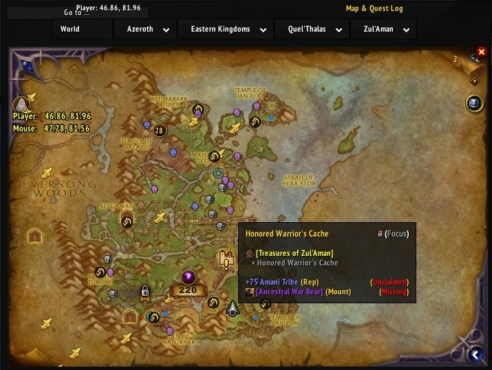 Honored Warrior's Cache Location