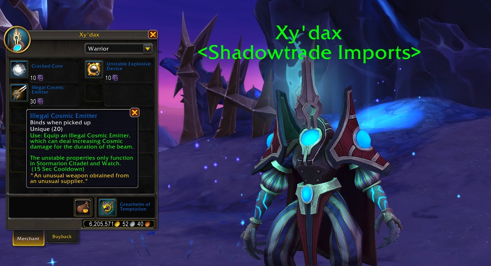 Покупка дополнительных средств защиты у Зи'дакса.