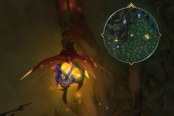 Сияющий мотылек в игре и на миникарте