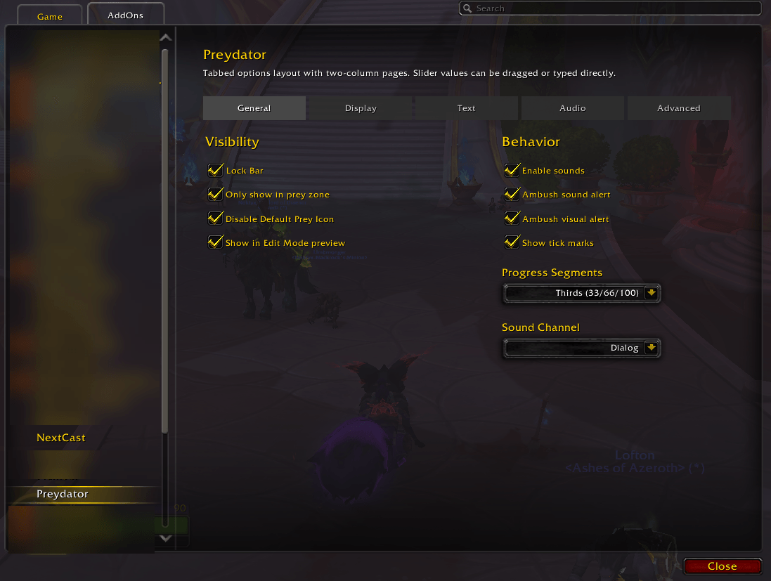 Общие настройки Predyator